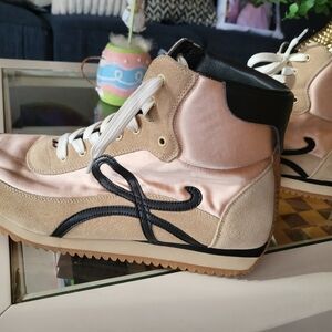 Loewe Flow Runner Pink and Black High-Top Sneakers